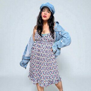 Betsey Johnson rare vtg 90 USA made paper tag fairy babydoll tiered dress W's L